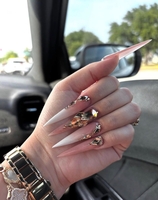 Faux ongles en acrylique faits à la main, design papillon carré 3D avec fleurs, pour femmes, salon de manucure