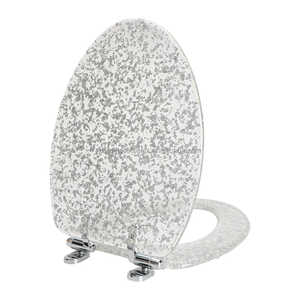 Länglicher Luxus Silber flocken Acryl Toiletten sitz v-förmiger Toiletten bezug Transparenter WC-Deckel für moderne Badezimmer dekoration - Product Image 1