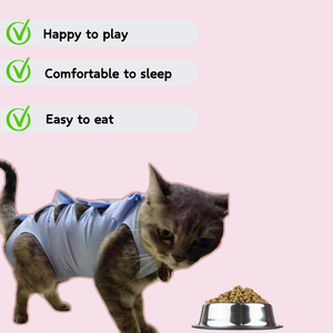 Traje de recuperación quirúrgica para gatos y cachorros, transpirable, a rayas, suave y ajustable. - Product Image 6