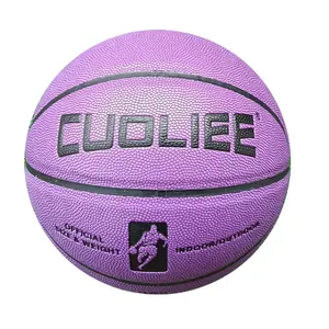 批发紫色训练官方标准尺寸5 6 7篮球定制价格便宜橡胶篮球