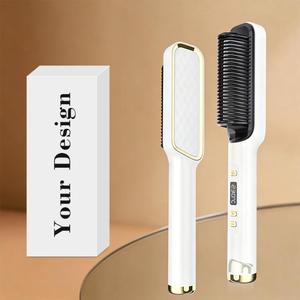 0728 Negative Ion Hair Care Straightener Brush 30s Fast <b>Heat</b> up Portable Multi-styler Multiple Colors Available Hot Comb - Product Image 3