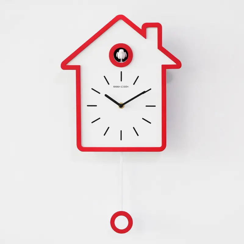 High Quality Nordic Style Pendulum Cuckoo Wall Clock with Bird Sound