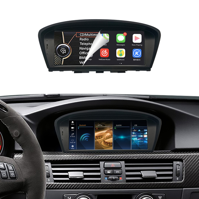 8.9'' 1920x720 Touch Screen Built-in Wireless CarPlay Android Auto Voice Commands for BMW 5 Series E60/E61/E90 2005-2008 1DIN