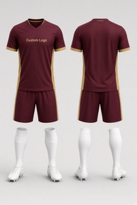 Custom Logo Red V-Neck Soccer Jersey Set with Black Shorts and White <b>Socks</b> for Adults Unisex All Seasons <b>Polyester</b> Kit - Product Image 2