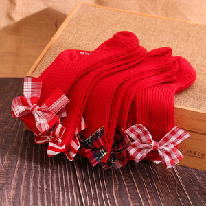 Invierno otoño español Navidad niño niños botines calcetines Medias gran lazo suave algodón Navidad bebé niñas hasta la rodilla calcetín - Product Image 4