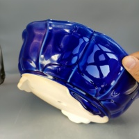 Pot de bonsaï bleu vif émaillé en forme de lotus