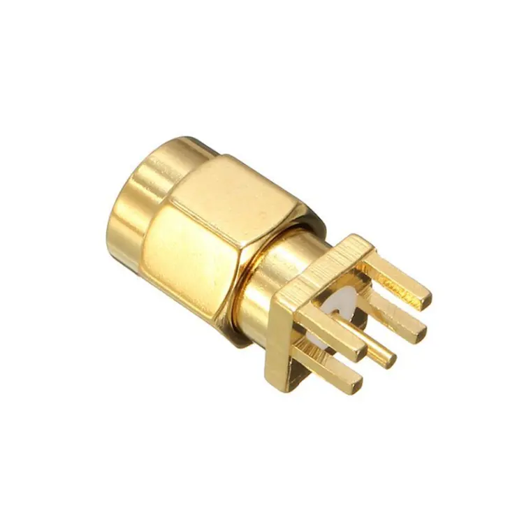 Hoge Kwaliteit Full Messing Rf Coaxiale Sma Male Connector Met 4 Pin Stand Voor Pcb Panel Mount