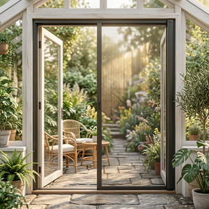 Puerta <span class=keywords><strong>Mosquitera</strong></span> Retráctil Personalizada Extra Ancha de 120 cm de Ancho, Perfil de Aleación de Aluminio, Malla de Fibra de Vidrio para Aberturas Grandes en Patios - Product Image 2