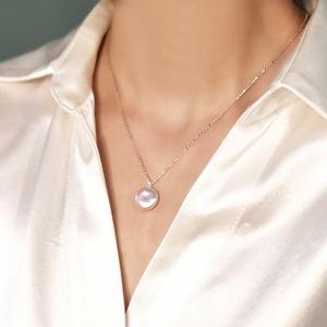 Collier en perles d'eau douce baroques naturelles pour femmes, argent 925 avec pendentif au design simple, chaîne de clavicule de luxe légère - Product Image 3