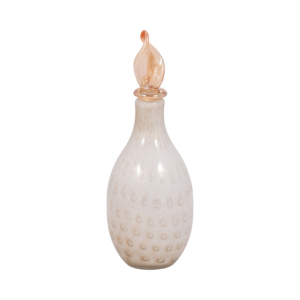 Teardrop Glass <b>Vase</b> With Leaf Topper Sculptural Decor For Home Bedroom Office Table - Product Image 1