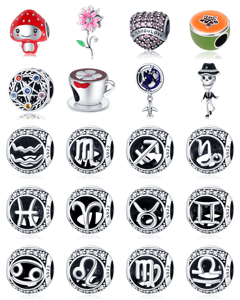 Pendentifs breloques originaux certifiés GDTC en forme de cœur, plaqués argent, plaqués or, plaqués or rose, zircon, 12 signes du <span class=keywords><strong>zodiaque</strong></span>, pour femmes, unisexe, hommes - Product Image 2
