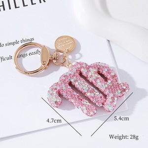 Portachiavi in Lega di Zinco con Stampa UV e Strass Rosa, <span class=keywords><strong>12</strong></span> Segni Zodiacali, Regalo per Amiche, San Valentino, Accessori Auto, Charm per Borsa, Scuola - Product Image 6