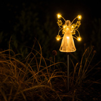Lampu Taman Bertenaga Surya, Lampu LED Bentuk Bunga dengan Sayap Logam, Dekorasi Lanskap Jalur Taman Luar Ruangan Tahan Air