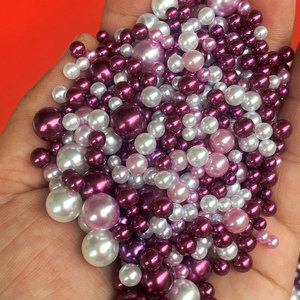 Perles acryliques en forme de perles, pièces, différentes tailles, coloris Rose, or, rondes, sans trou, pour la fabrication de bijoux - Product Image 3