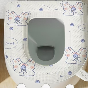 Fundas de asiento de inodoro de animales de dibujos animados, cubierta de <span class=keywords><strong>tapa</strong></span> suave, cierre cálido <span class=keywords><strong>Universal</strong></span>, alfombrilla de herramientas, juego de cojines para Baño - Product Image 6
