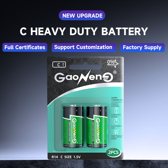 Gaonengmax C Battery Customized 1.5V Size UM2 Carbon Zinc Dry R14 for Remote Control and Toys OEM 1.5V Size UM2 Battery Cell