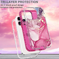 Étui de téléphone en TPU+PC+IMD à motif marbré, trois tons, électroplaqué, pour iPhone 15 Pro Max 13 12 11 14 16 Plus et autres modèles
