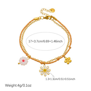 European Style Layered Bracelet With Daisy Flower Pendant Zinc Alloy Women's Jewelry Gift - Product Image 4