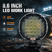 Luz de Trabajo LED de 8.6 Pulgadas, 185W, 4440LM, Opcional con Haz de Luz Concentrada/Difusa, 9-60V DC para Camiones Todoterreno y Embarcaciones
