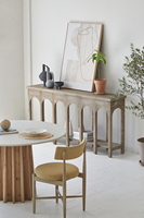 Ensemble de table classique nordique naturel tables rondes en ardoise table à manger 6 places en béton et bois