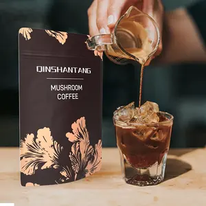 Private Label Healthy Instant Latte Coffee Lions Mane Mushroom Coffee Mushroom Extract Black Powder Instant Coffee