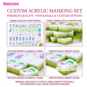 Grosir HaloOne 4 Lapisan Akrilik American Mahjong Tiles Hijau Muda Mewah Set 160 Buah untuk Pecinta Permainan - Product Image 2