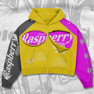 Ensemble de survêtement à capuche color block framboise avec fermeture éclair intégrale, coupe ample, style streetwear, sweat-shirt et pantalon avec logo imprimé - Product Image 6
