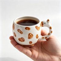 Mug en céramique 3D peint à la main, motif vache tachetée, tasse à café mignonne en forme d'animal avec poignée tête de vache, nouveauté pour la maison, cadeau original