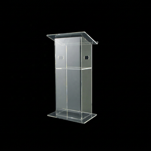Pupitre de présentation en acrylique transparent de haute qualité, podium moderne transparent pour discours, conférences et événements - Product Image 1