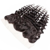 12A vague profonde 13x6 13x4 fermeture à lacet transparente cheveux humains brésiliens 100% cheveux vierges bruts pré-plumés avec des cheveux de bébé
