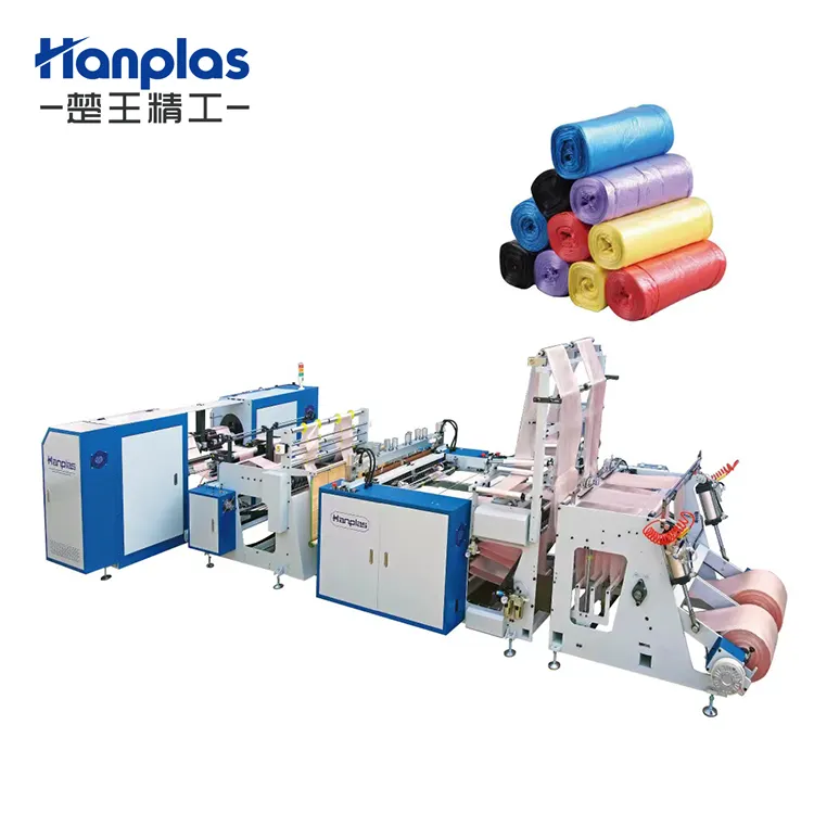HP-2RA Hanplas Fully Automatic V-fold Two Lines Star Bottom Sealed Rolling Table sheet Bags on Roll Making Machine