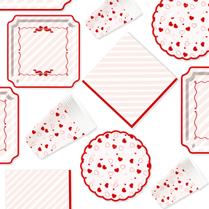 DAMAI - Juego de Decoración para Fiesta del Día de San Valentín, Venta al por Mayor, Platos de Papel Blancos y Rojos con Forma de Corazón, Mantel, Vajilla Desechable para Fiesta - Product Image 4