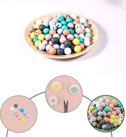 Productos de Venta caliente 2023 logotipo personalizado colores mezclados forma redonda cuentas sueltas de silicona DIY pulsera cuentas para la fabricación de joyas