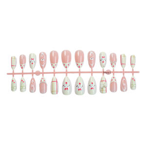 Venta al por Mayor de 24 Uds./Set de <span class=keywords><strong>Uñas</strong></span> Postizas con Diseño de Cerezas para el Día de San Valentín, Forma Almendrada Corta, Personalizables - Product Image 4