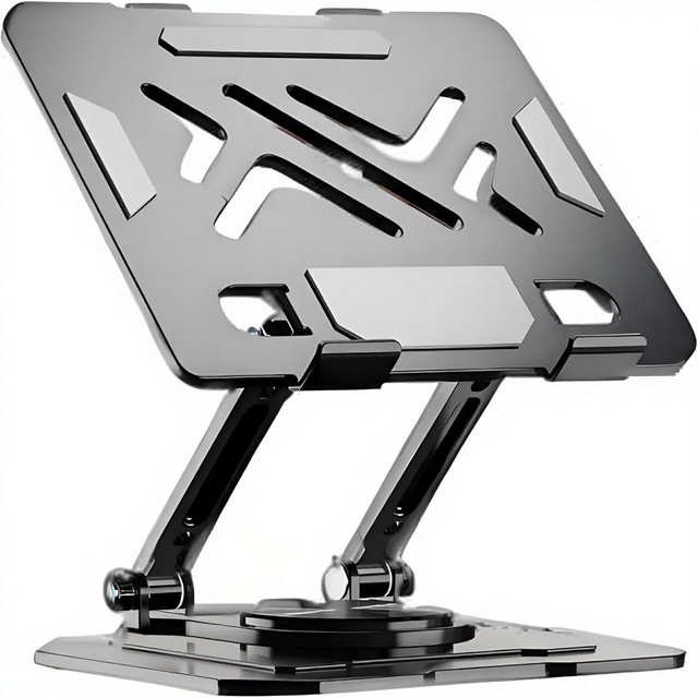 iPad Tablet Holder Desktop Stand Aluminum Alloy Silicone Dual Rod Adjustable Rotatable Foldable Freestanding Thin Compatible