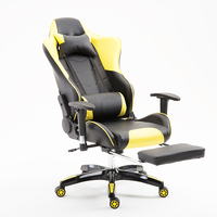 Chaise d'e-sport avec siège en mousse moulée, dossier ergonomique et accoudoirs 2D réglables, support pour adultes, chaise de jeu jaune