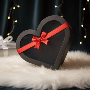High quality gift <b>box</b> with <b>black</b> heart-shaped transparent window design, customizable according to needs - Product Image 5