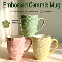 Mug en céramique personnalisé avec logo en relief, tasse à café texturée, motif géométrique, mug à thé pour cadeau promotionnel, design idéal pour offrir