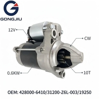 Ensemble de démarreur fiable 12 V, 10 dents, sortie 0,6 kW, 31200-z6m-003 19250 pour moteur à démarrage électrique 688 cm³