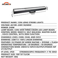 Longue lumière stroboscopique 1296pcs 5050 couleur Led mur lavage barre lumineuse fond Pixel lumière