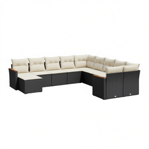 Ensemble de canapés de jardin modulaires en rotin PE noir D0100XF6SY8, meubles d'extérieur élégants et durables avec coussins en mousse haute densité - Product Image 1