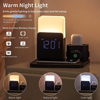 Lampu Baca LED Desktop Baru Jam Tangan Pintar Pengisi Daya USB Lampu Meja Belajar Nirkabel dengan Jam Alarm