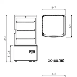 68L kosten günstige Kuchen Kühlschrank Vitrine für den gewerblichen Gebrauch mit Glas Nebel Verhinderung system kleinen Kühlschrank