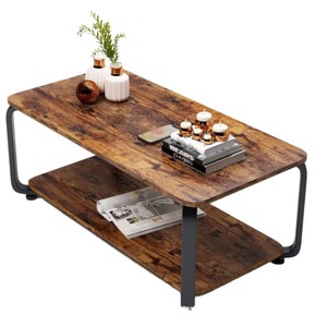 Mesa de Centro Moderna Minimalista de Madera, Estilo Industrial Retro con Estante de Almacenamiento, Muebles para Sala de Estar - Product Image 5