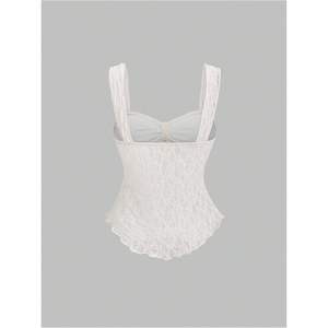 Haut peplum sans manches en dentelle pour femme, à nouer devant, respirant, idéal pour l'été - Product Image 5