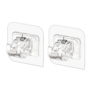 Vente en gros de 2 clips de tringle à <span class=keywords><strong>rideau</strong></span> en plastique transparent-<span class=keywords><strong>support</strong></span> de tringle à <span class=keywords><strong>rideau</strong></span> auto-adhésif sans perçage pour la maison cuisine salle de bain - Product Image 1