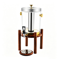Distributeur de boissons commercial en acier inoxydable FLEY avec tube à glace, robinet de service et support en bois pour les événements de mariage, de buffet et de restauration