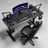 Table de jeu électrique sur mesure à hauteur réglable motorisée, bureau en fibre de carbone, chaise de jeu, ensemble table et chaise à levage électrique avec LED
