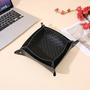Plateau de rangement pliable de style nordique, carré, en cuir PU, organisateur de bureau, porte-clés, support d'entrée, type 0,07 kg - Product Image 5