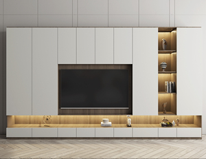 Mueble de <span class=keywords><strong>TV</strong></span> Personalizado Moderno de Lujo con Gabinetes de Vidrio con Luces LED, Estante <span class=keywords><strong>para</strong></span> Sala de <span class=keywords><strong>TV</strong></span> con Panel, Mueble de Pared <span class=keywords><strong>para</strong></span> <span class=keywords><strong>TV</strong></span> - Product Image 3